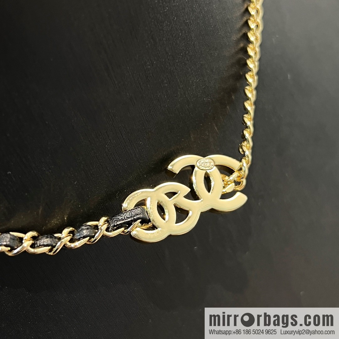 New ☑️ Chanel double c black diamond black leather rope necklace