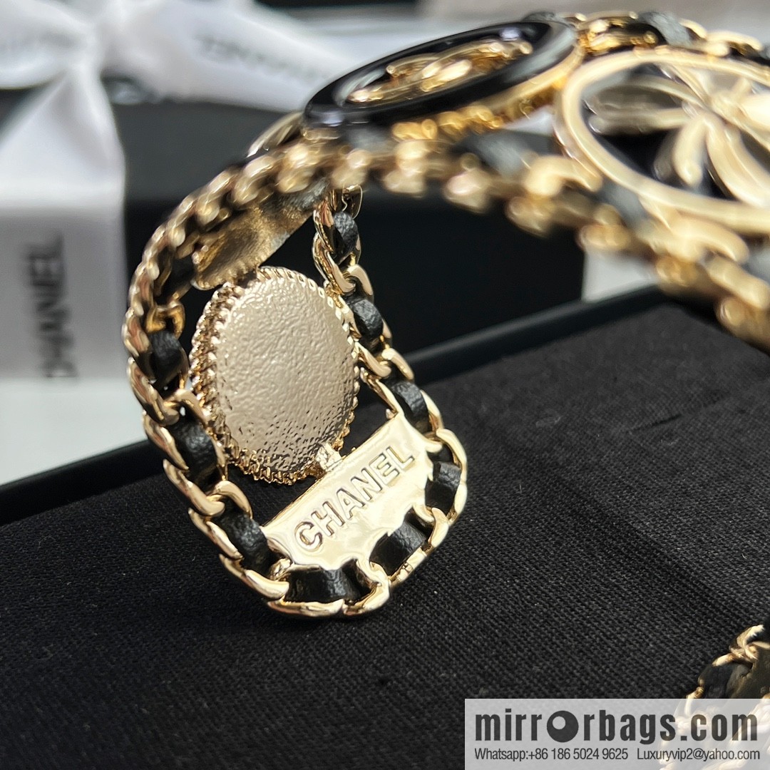 New ☑️ Chanel double c black leather rope open bracelet