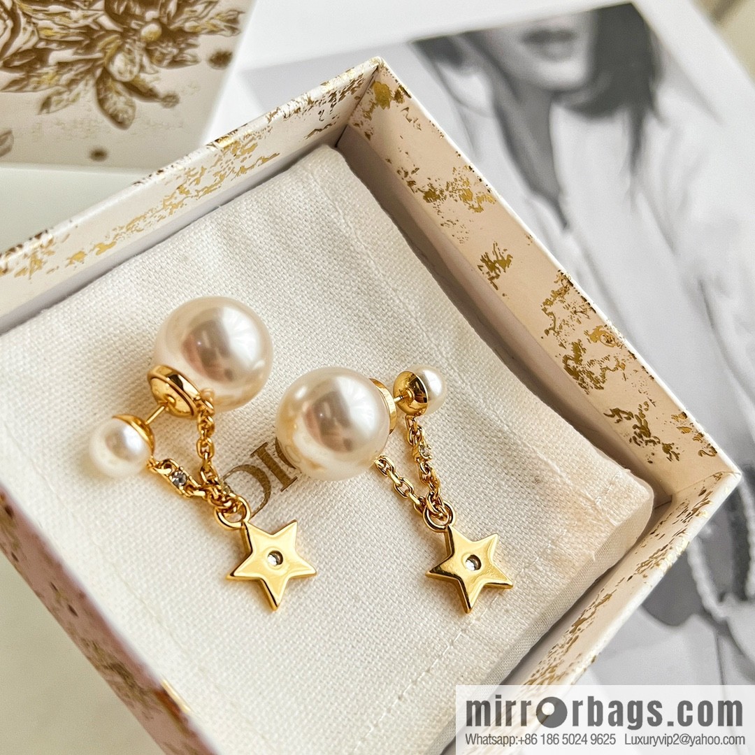 New ☑️ Dior star pentagram size pearl stud earrings