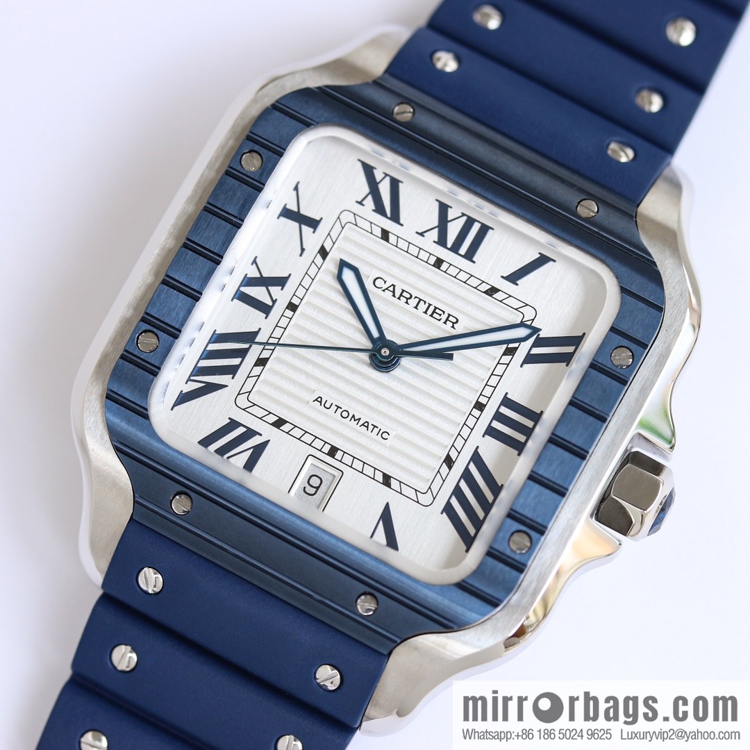 New GF Santos Tape Blue PVD Plated Bezel MIYOTA9015 Self-winding Movement