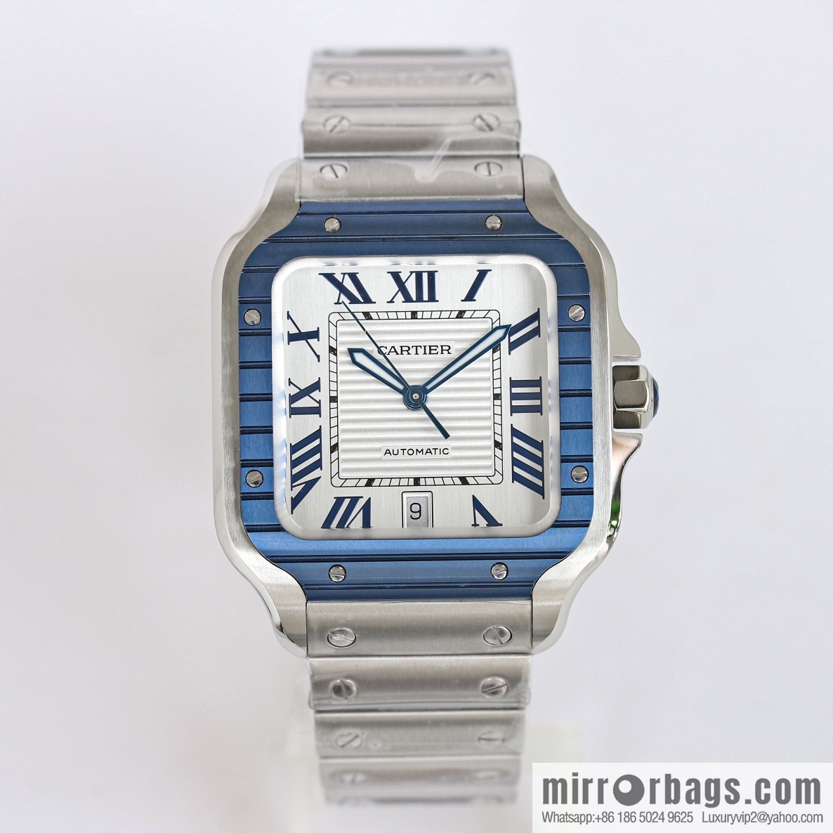 New GF Santos Tape Blue PVD Plated Bezel MIYOTA9015 Self-winding Movement