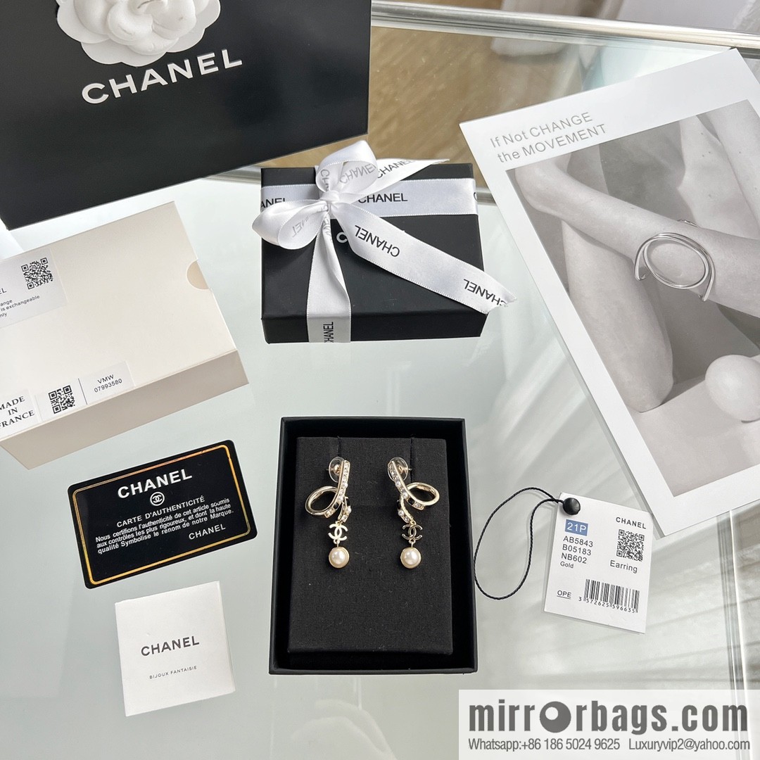 New ☑️ Chanel double c pearl black diamond stud earrings