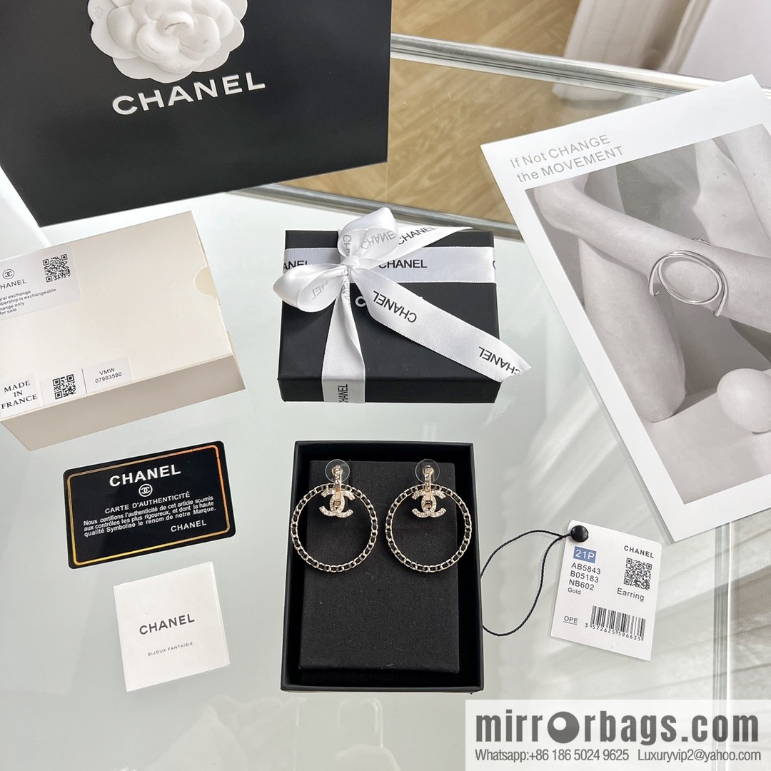 New ☑️ Chanel double c black leather rope round stud earrings