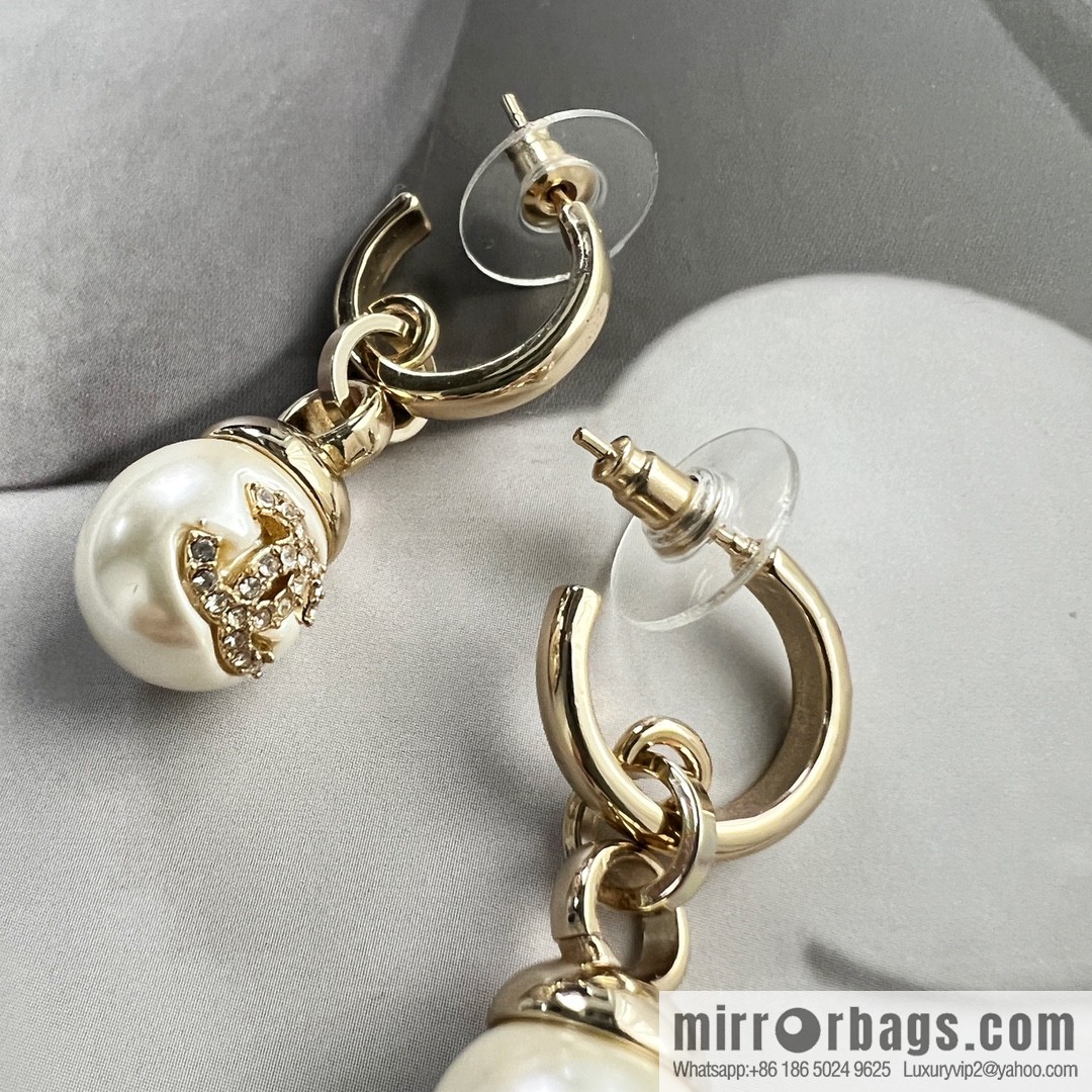New ☑️ Chanel C2 double c pearl stud earrings