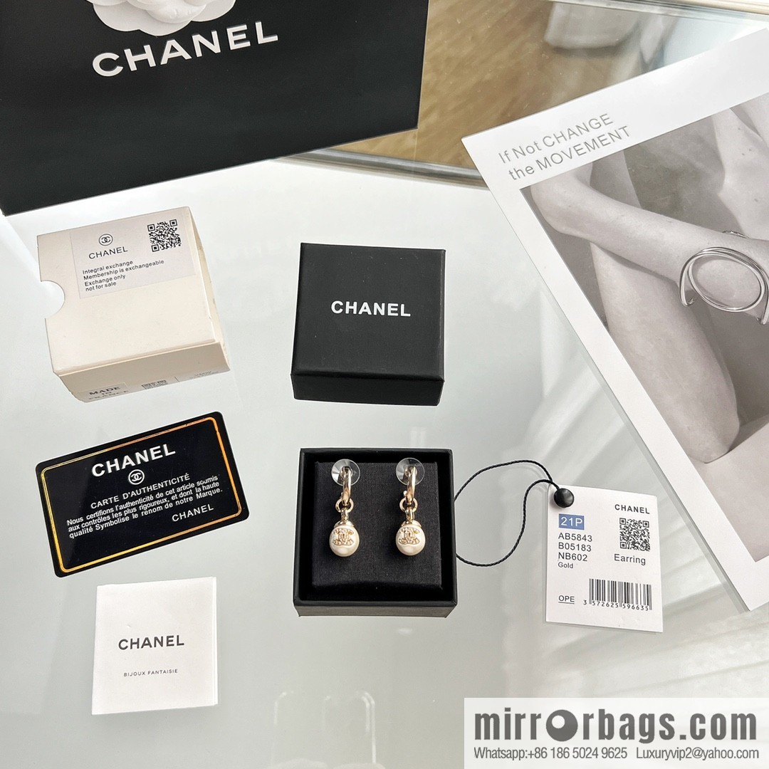 New ☑️ Chanel C2 double c pearl stud earrings