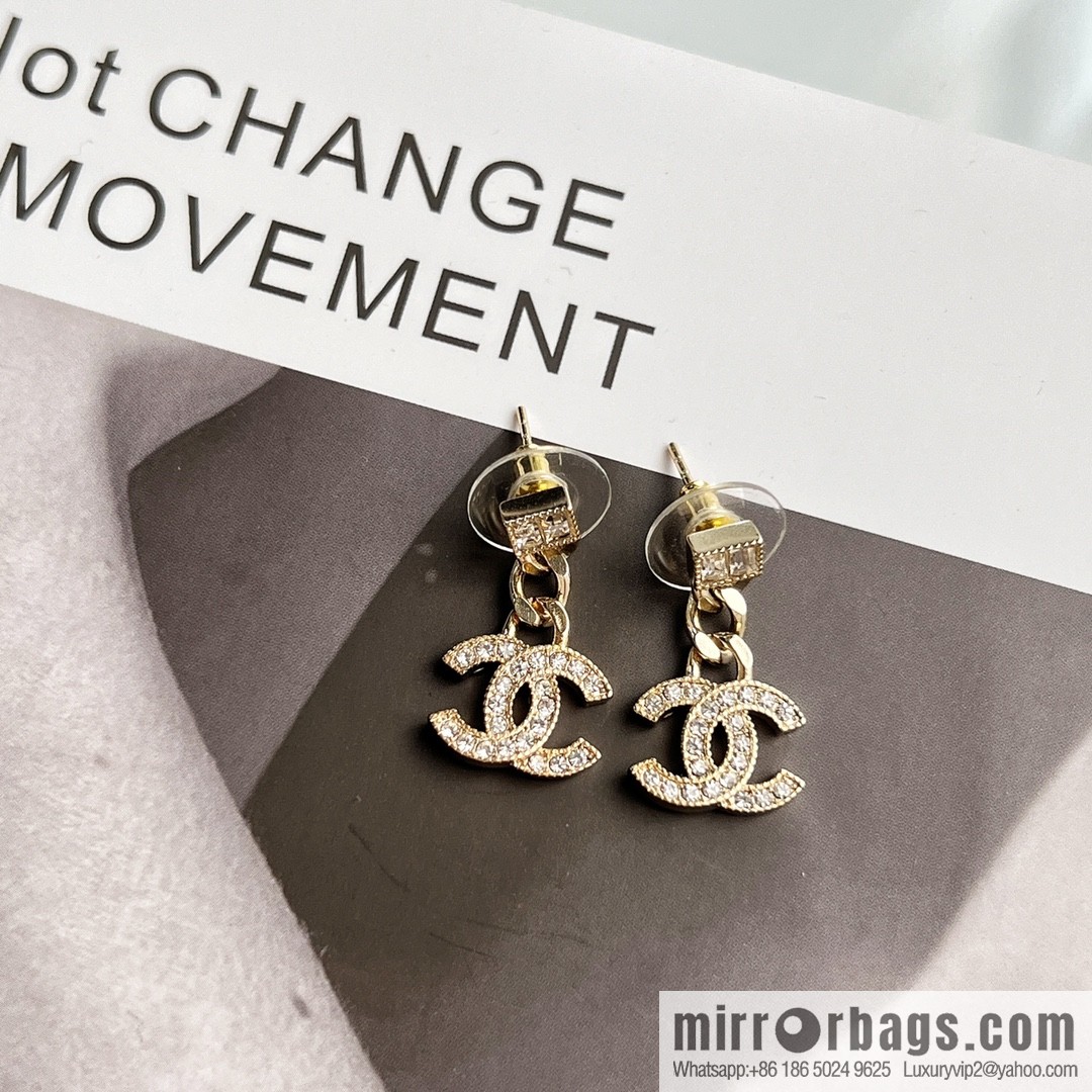 New ☑️ Chanel C2 double c full diamond stud earrings