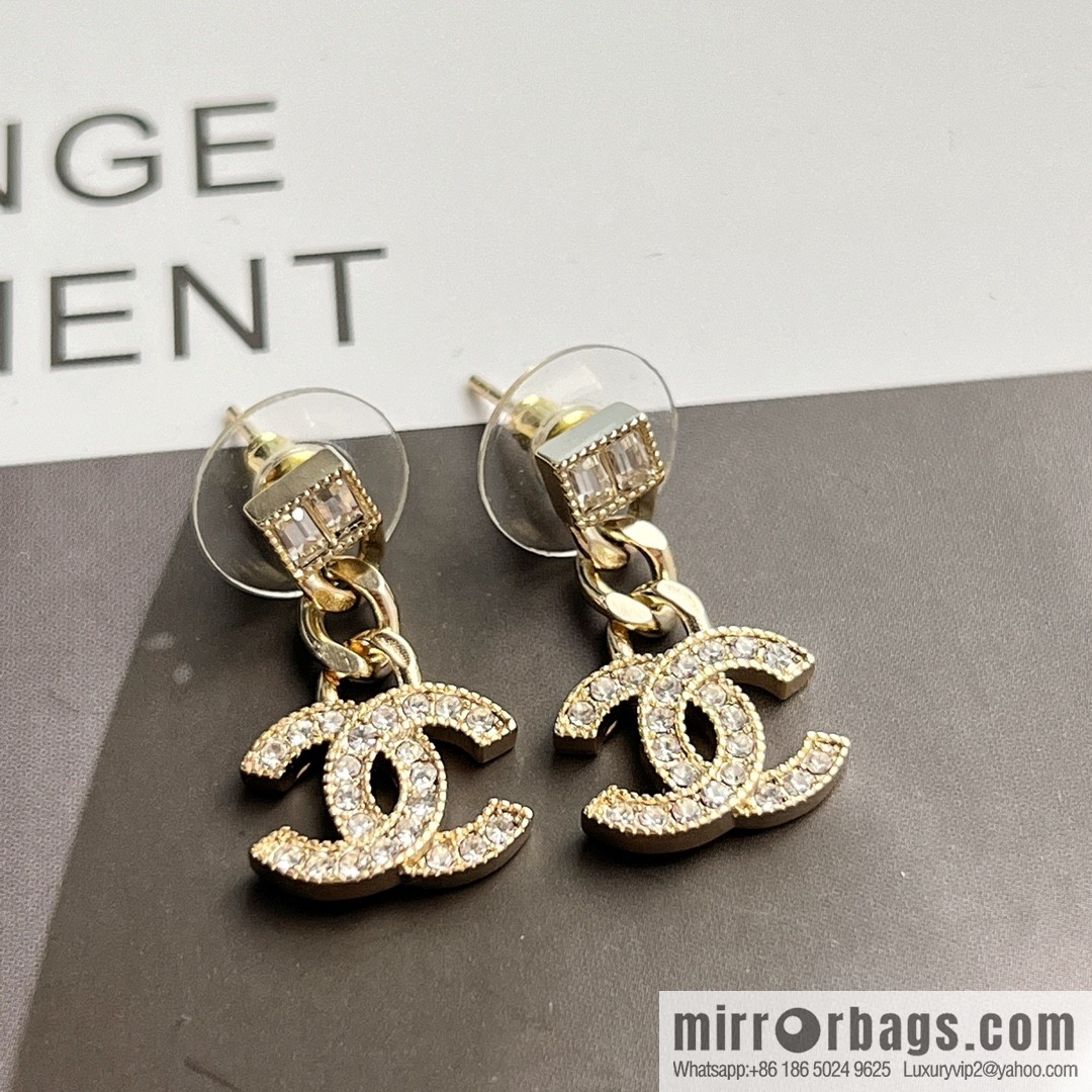 New ☑️ Chanel C2 double c full diamond stud earrings