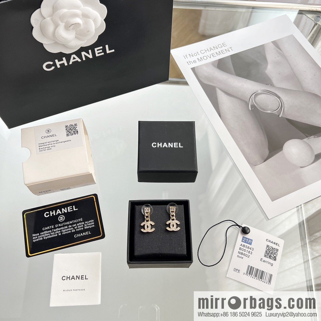 New ☑️ Chanel C2 double c full diamond stud earrings