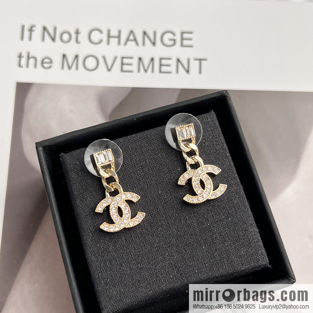 New ☑️ Chanel C2 double c full diamond stud earrings