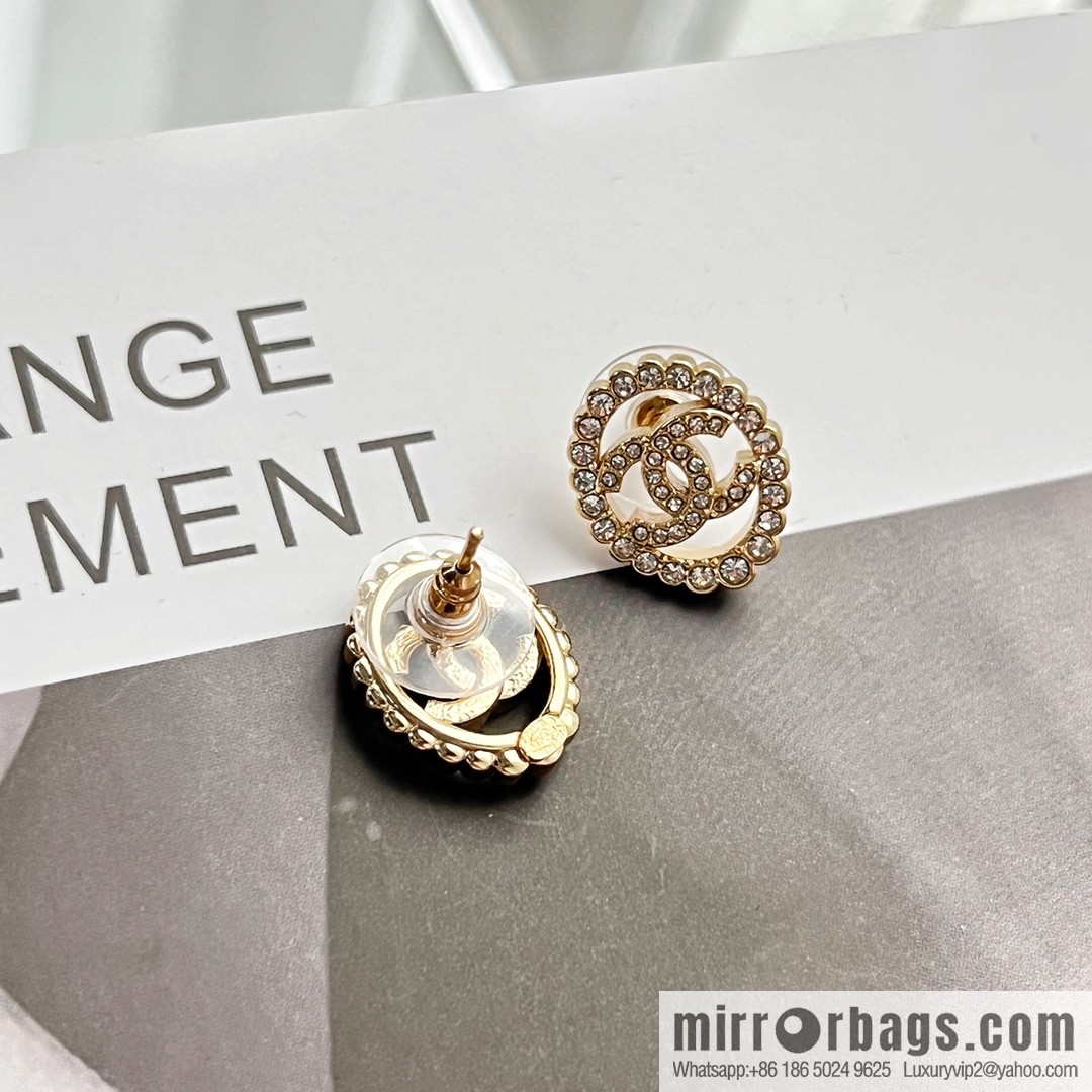 New ☑️ Chanel double c full diamond oval stud earrings