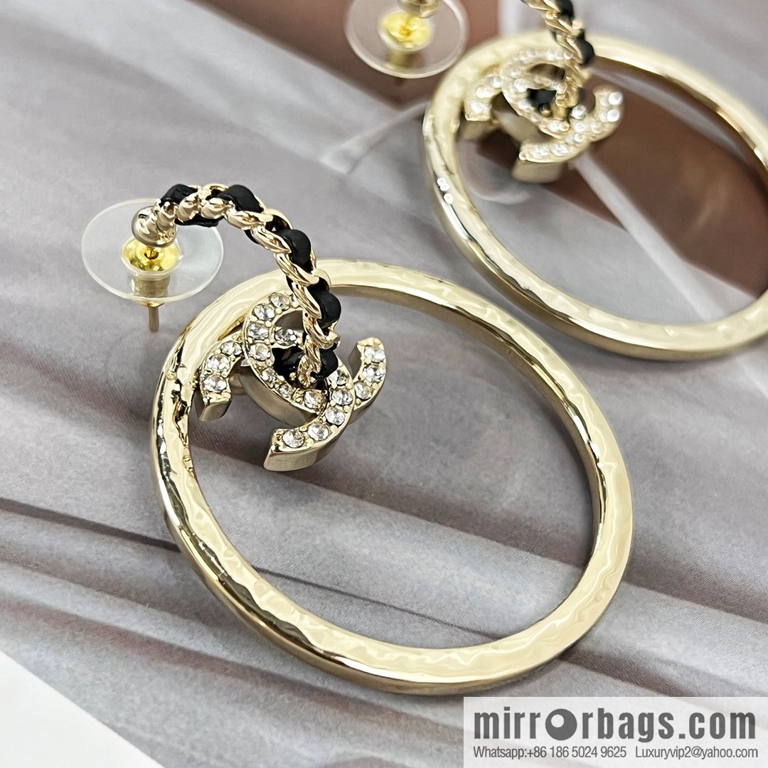New ☑️ Chanel C2 gold double c round stud earrings