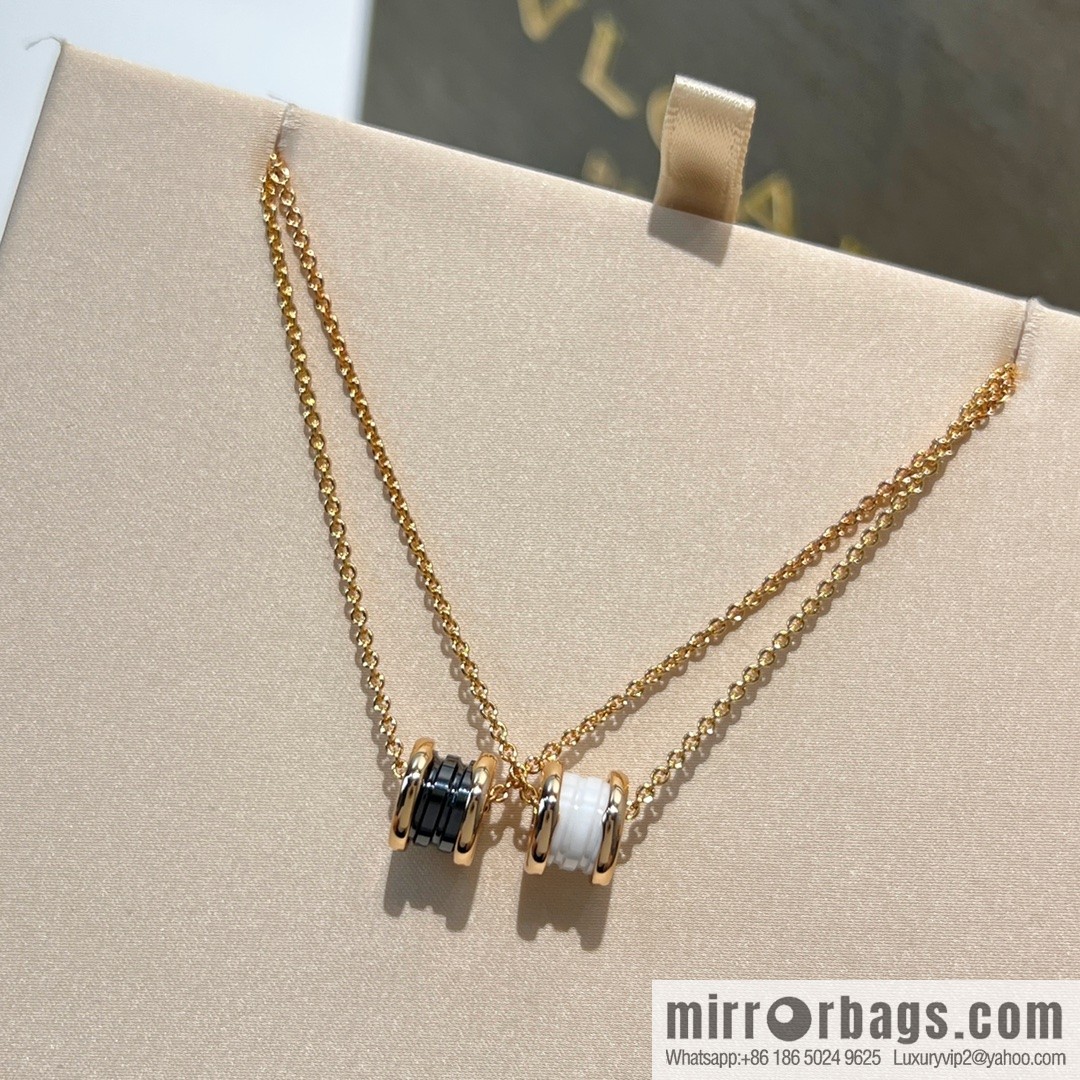 BVLGARI Bulgari mini black and white ceramic necklace