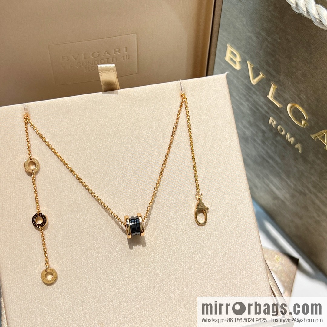 BVLGARI Bulgari mini black and white ceramic necklace