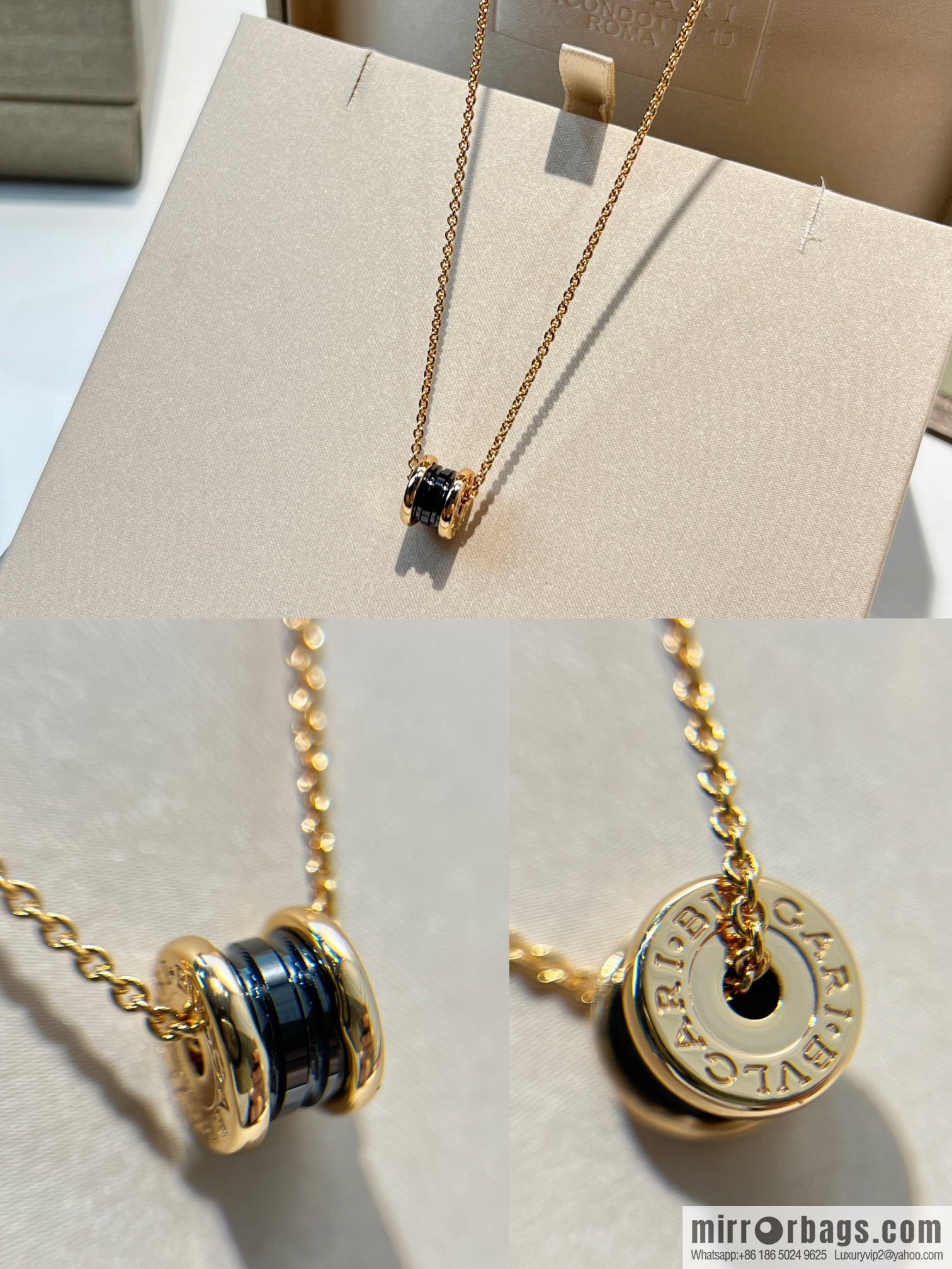 BVLGARI Bulgari mini black and white ceramic necklace