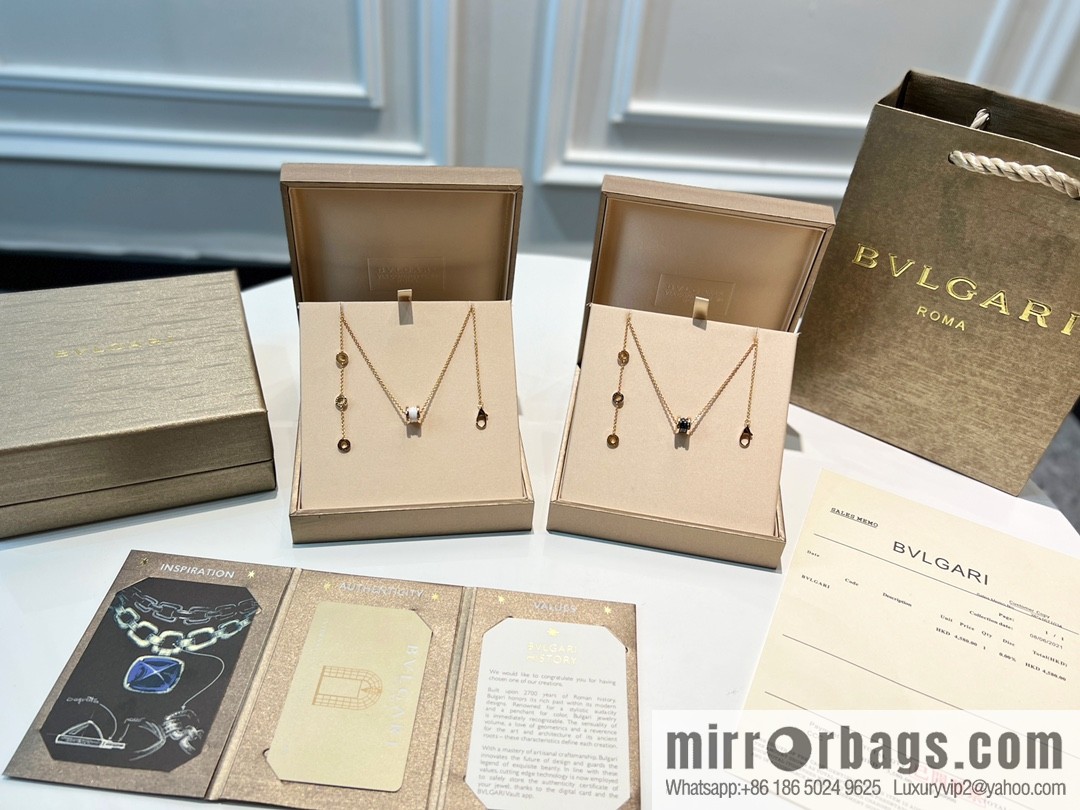 BVLGARI Bulgari mini black and white ceramic necklace