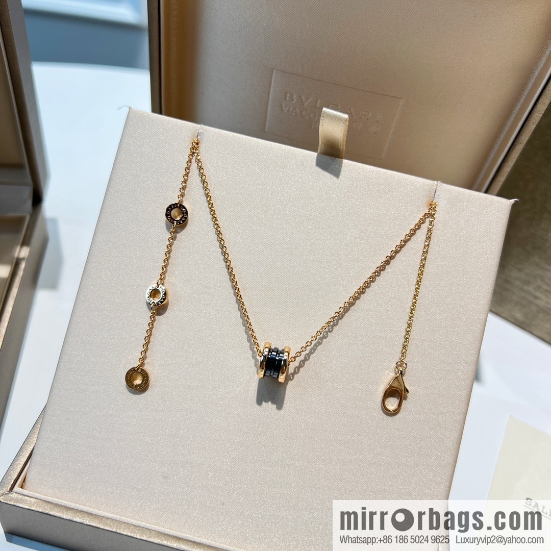 BVLGARI Bulgari mini black and white ceramic necklace