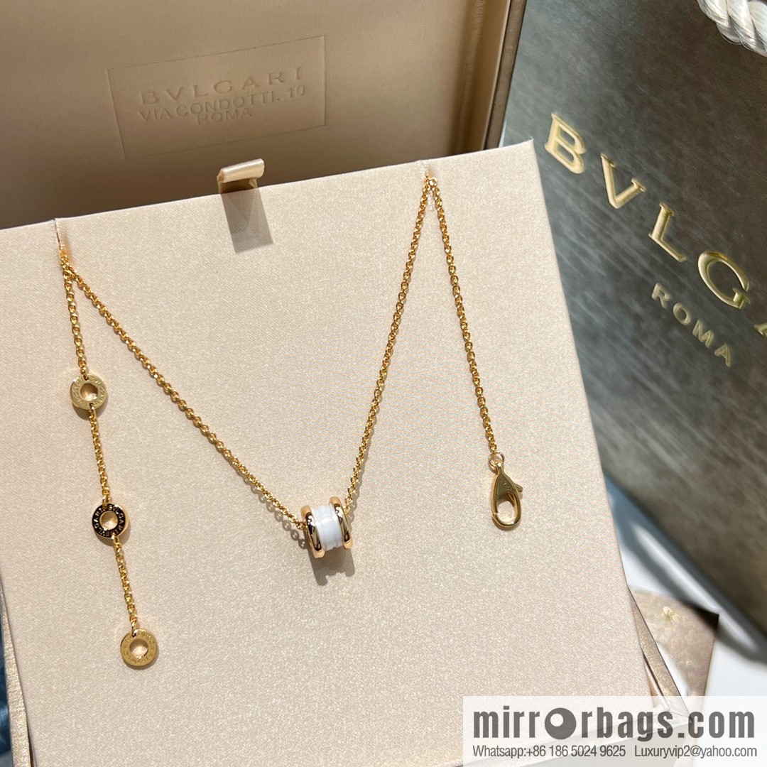 BVLGARI Bulgari mini black and white ceramic necklace