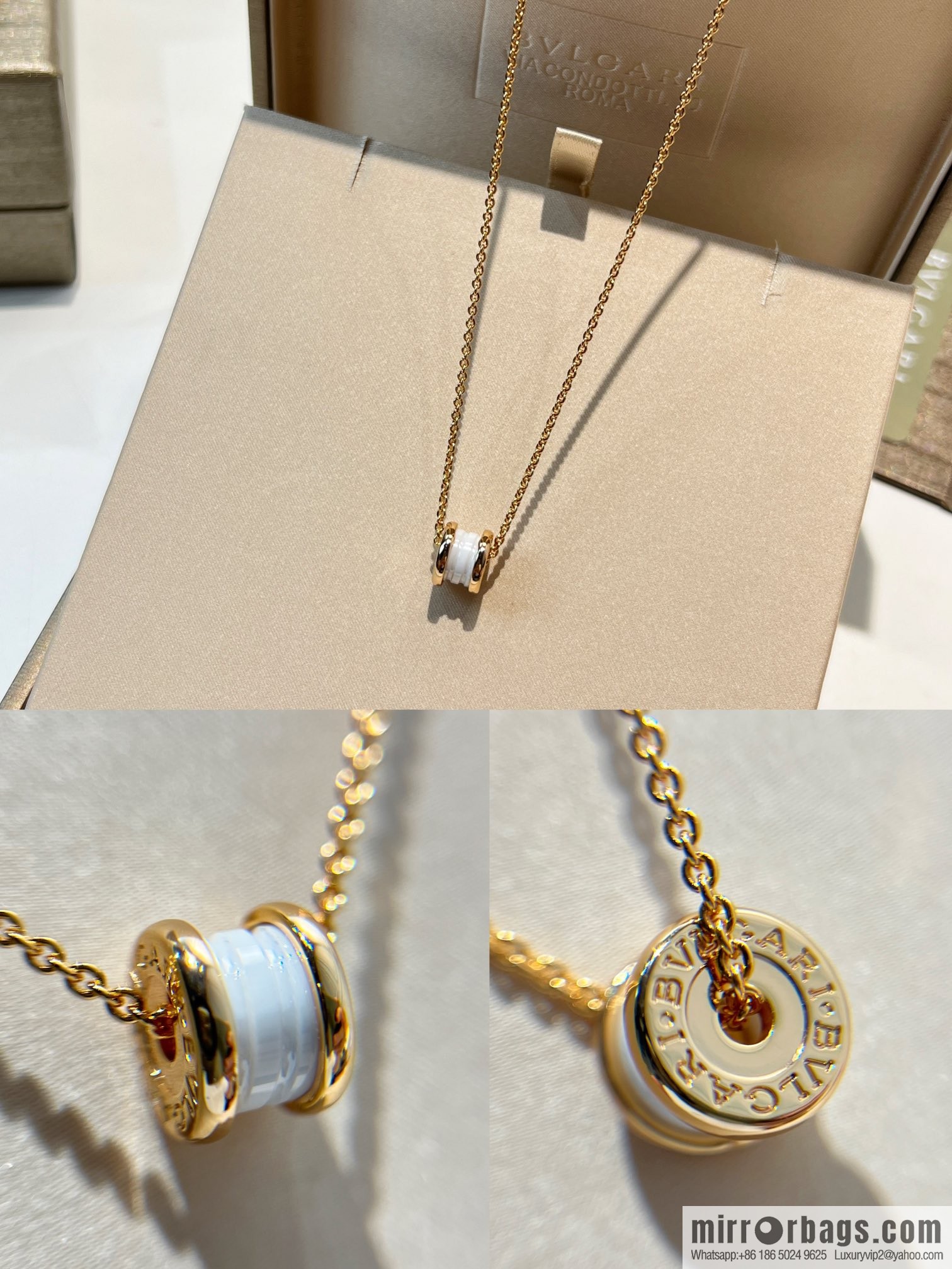 BVLGARI Bulgari mini black and white ceramic necklace
