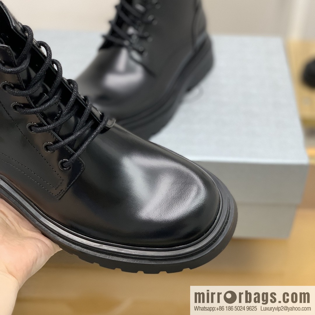 PRADA/Prada metal eyelet and sports men's P home leather boots