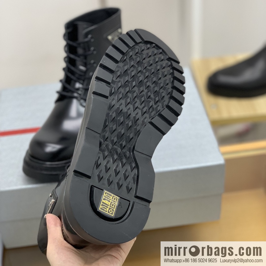 PRADA/Prada metal eyelet and sports men's P home leather boots