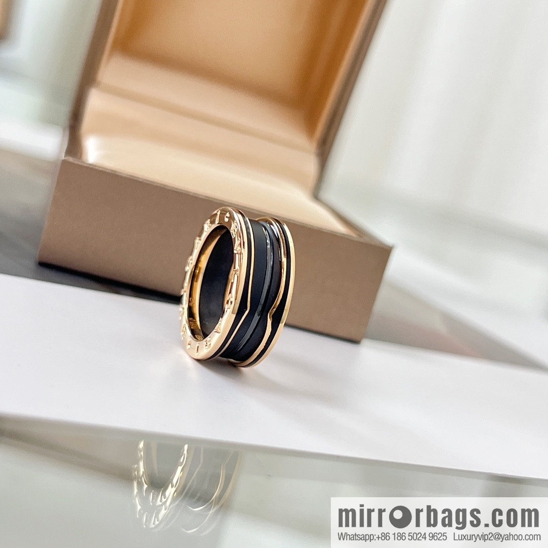 BVLGARI Bulgari new threaded black ceramic ring