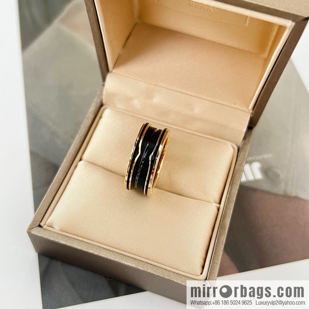 BVLGARI Bulgari new threaded black ceramic ring