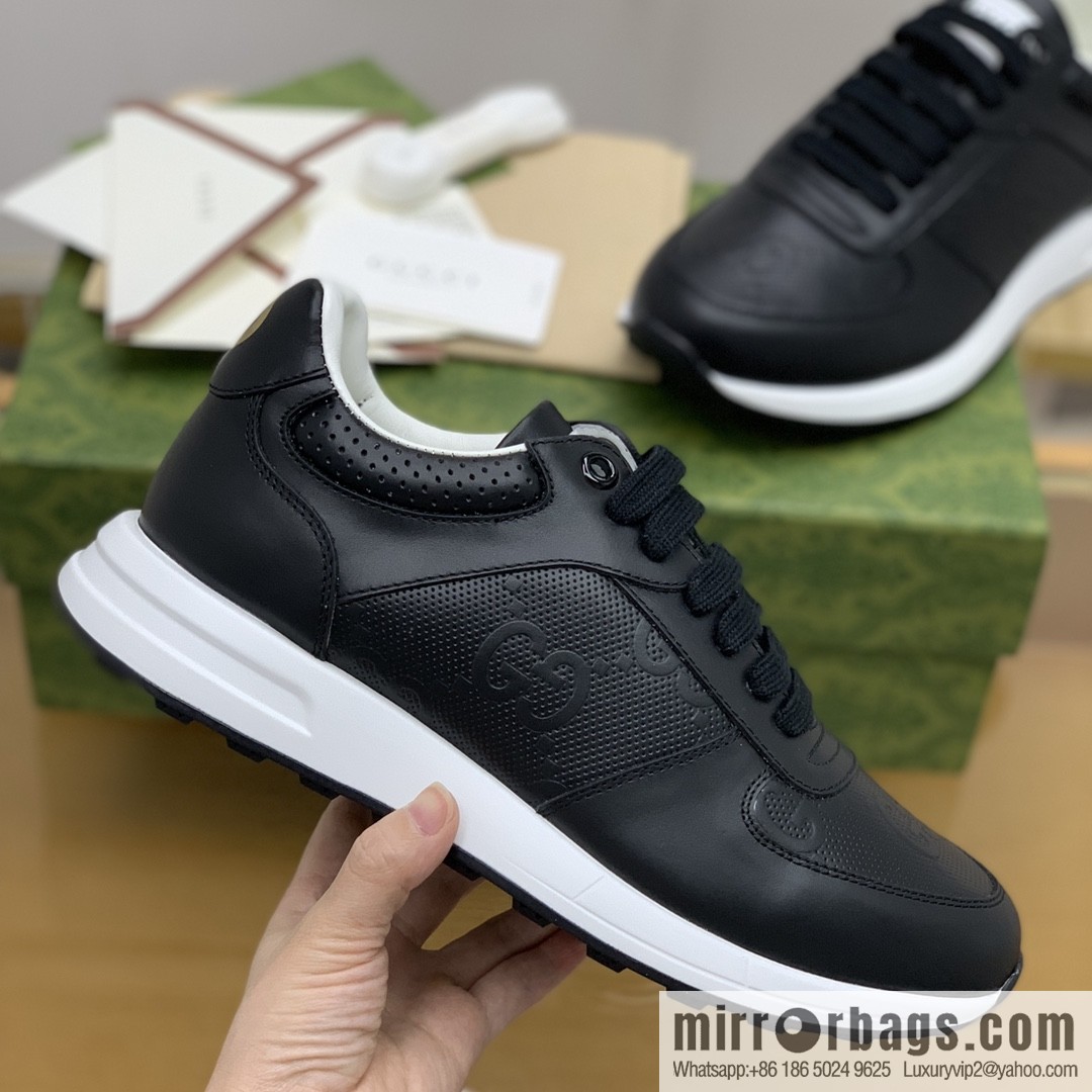 Gucci Gucci uses black letter embossed men's sports running shoes
