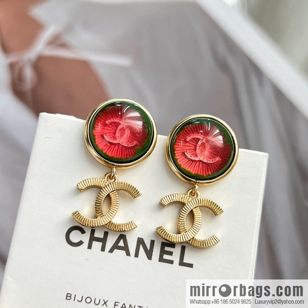 New ☑️ Chanel c2 red cat eye double c stud earrings