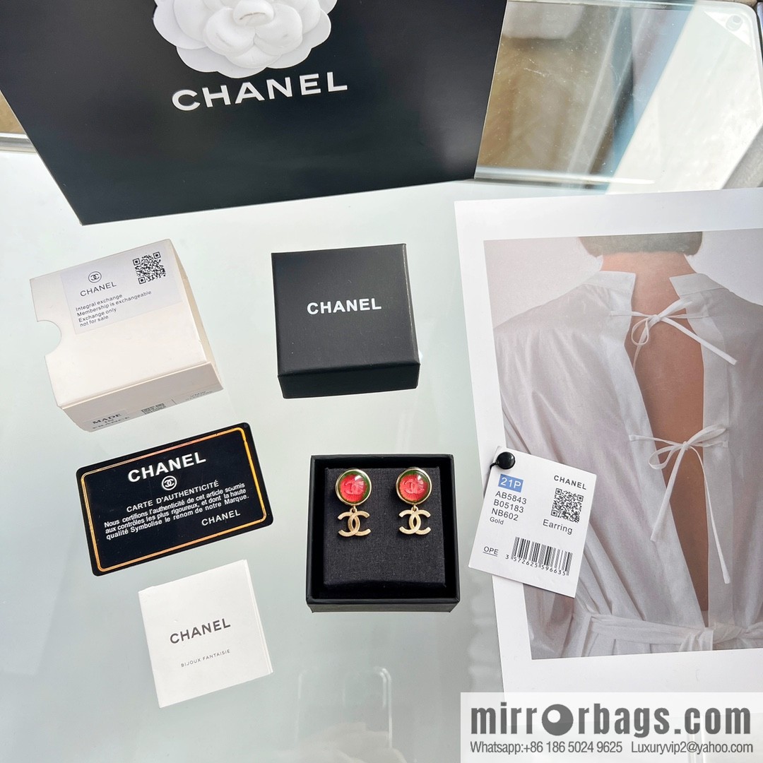 New ☑️ Chanel c2 red cat eye double c stud earrings