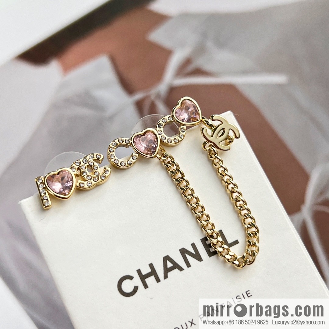 New ☑️ Chanel c1 double c pink peach heart earrings