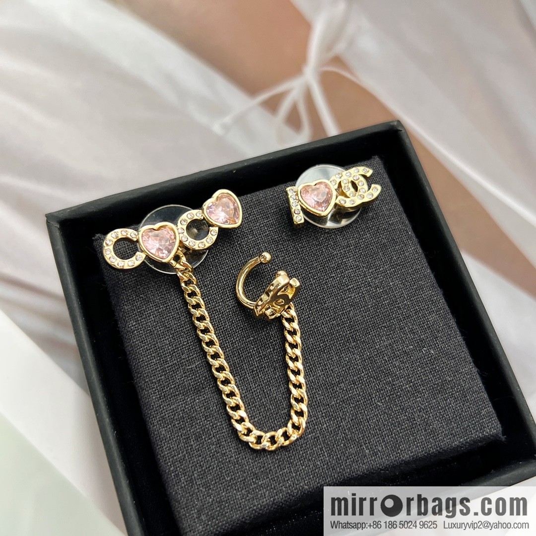 New ☑️ Chanel c1 double c pink peach heart earrings