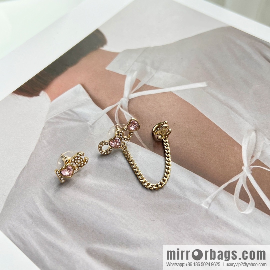 New ☑️ Chanel c1 double c pink peach heart earrings