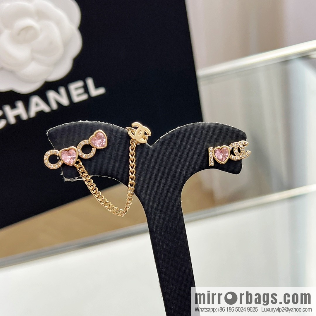 New ☑️ Chanel c1 double c pink peach heart earrings