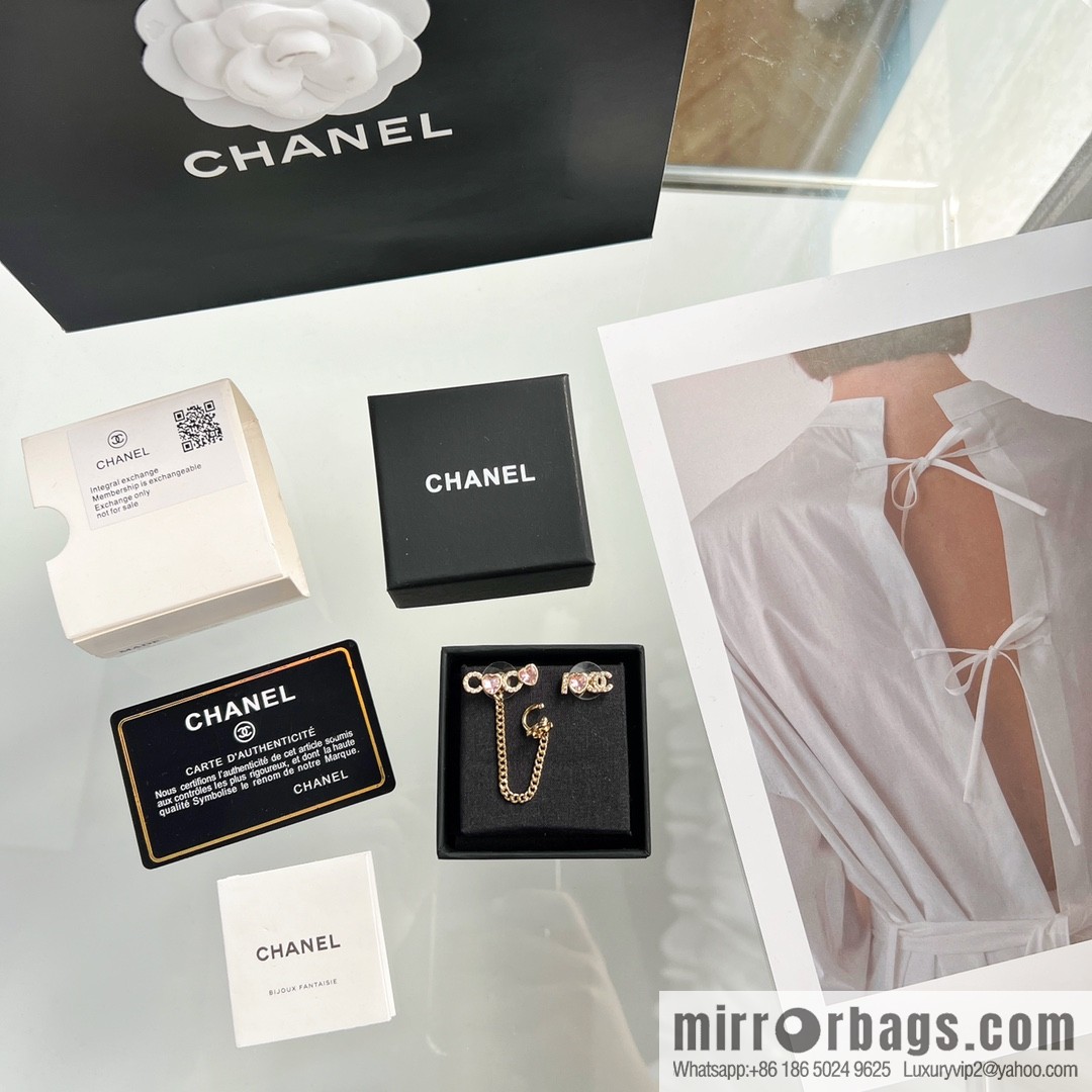 New ☑️ Chanel c1 double c pink peach heart earrings