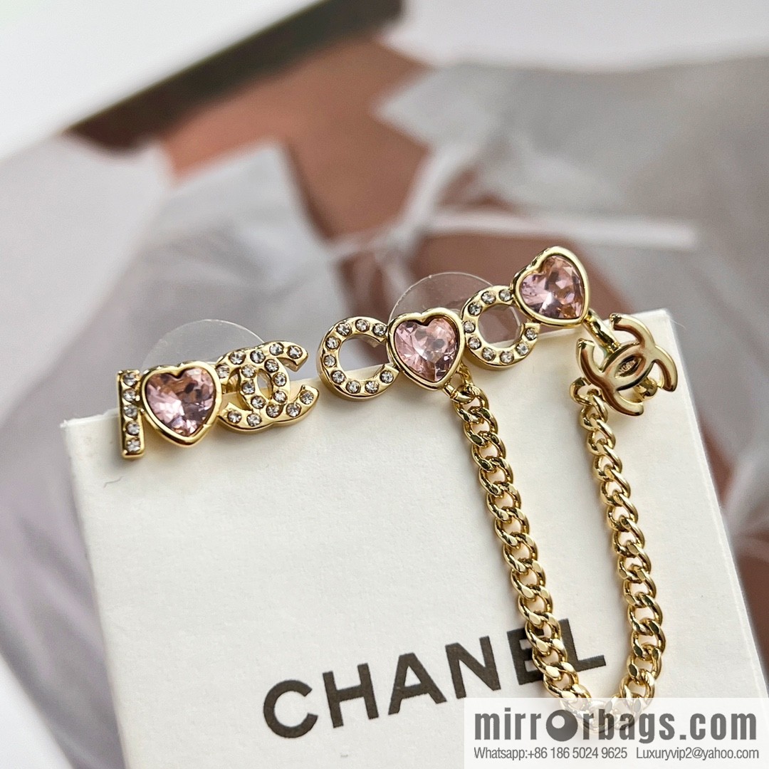 New ☑️ Chanel c1 double c pink peach heart earrings