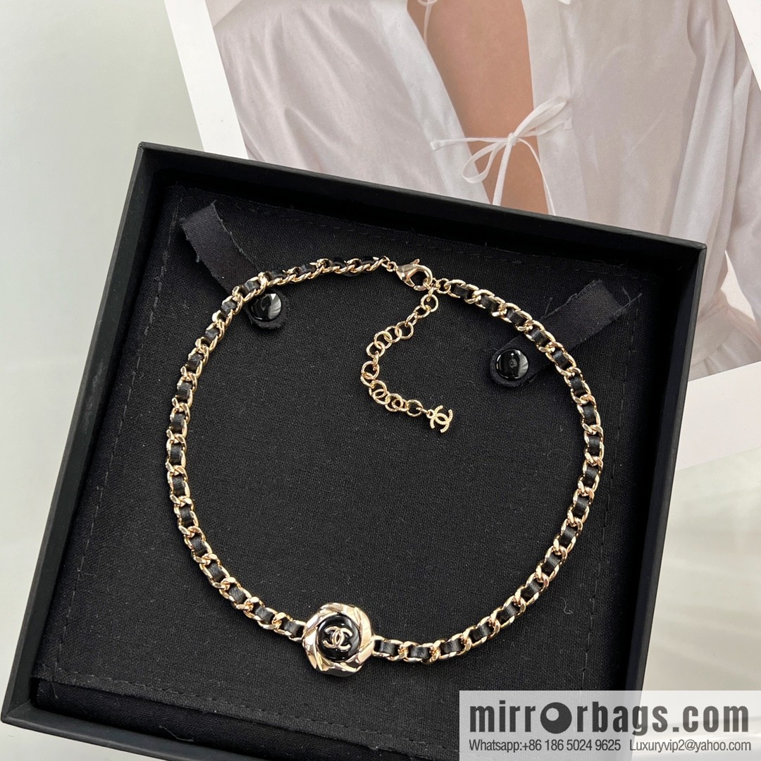 New ☑️ Chanel double c black leather rope necklace necklace