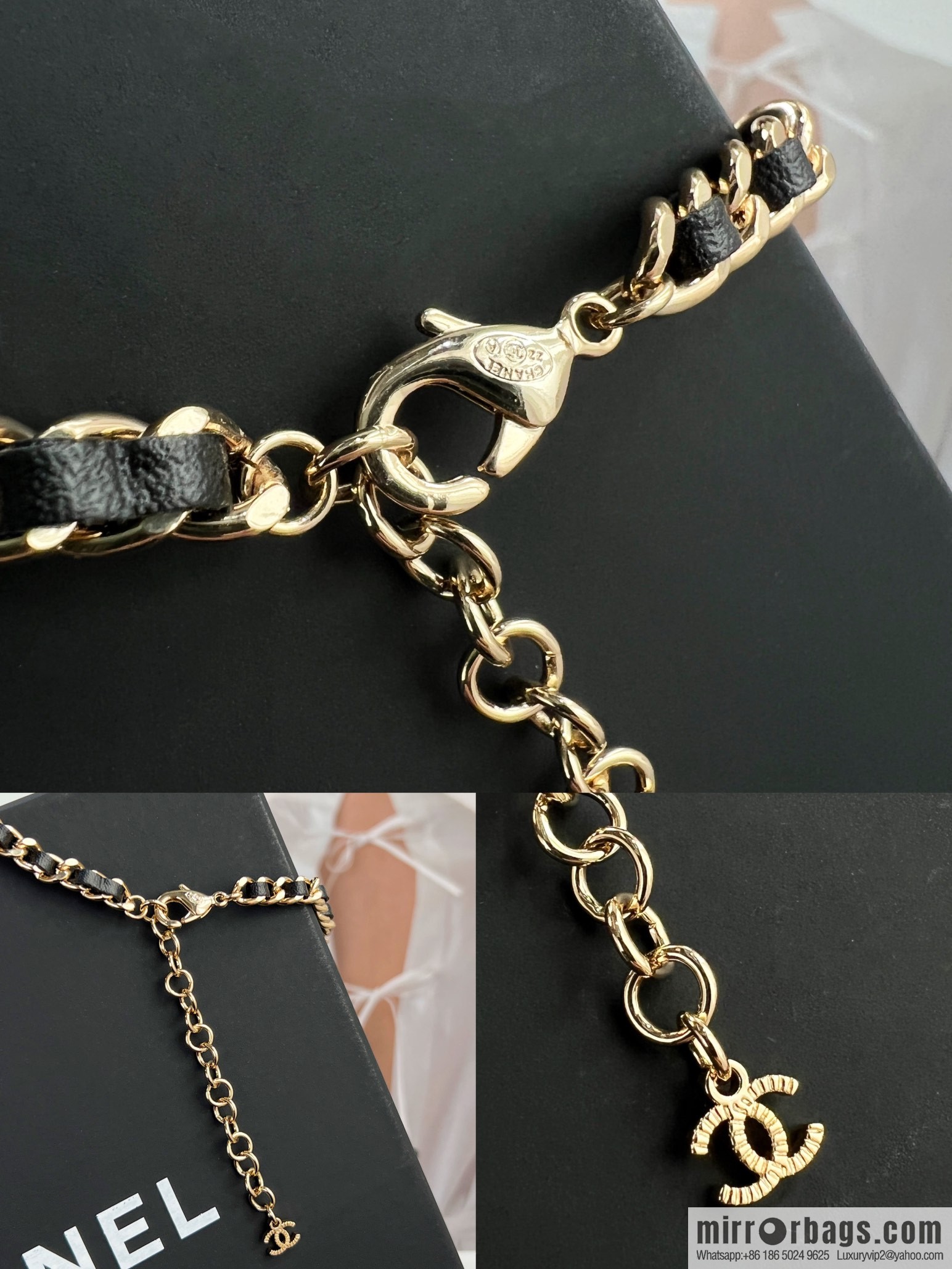 New ☑️ Chanel double c black leather rope necklace necklace