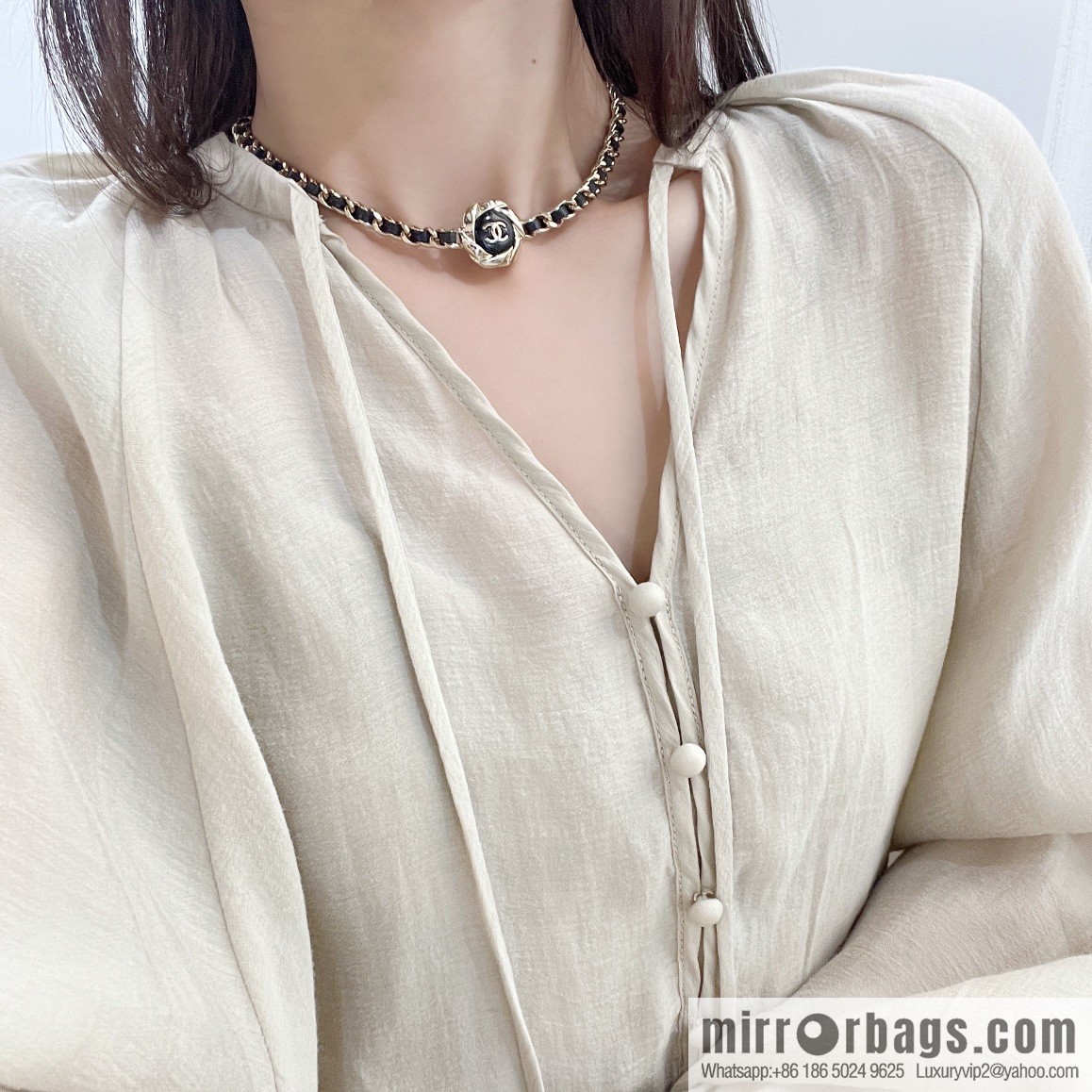 New ☑️ Chanel double c black leather rope necklace necklace