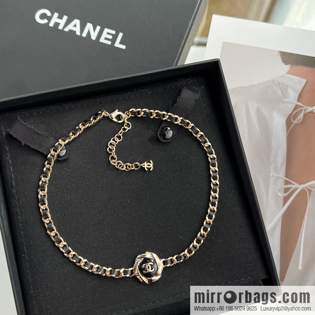 New ☑️ Chanel double c black leather rope necklace necklace