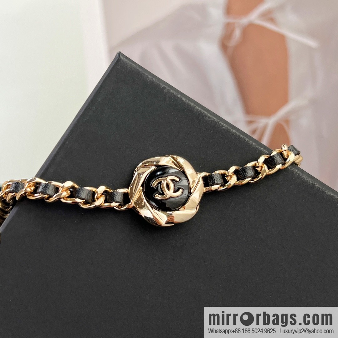 New ☑️ Chanel double c black leather rope necklace necklace