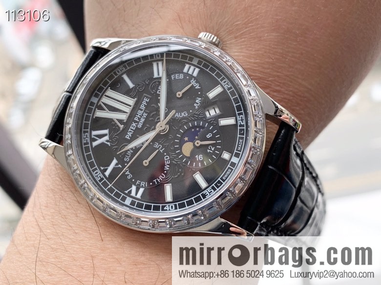 Patek Philippe Complex Series Six-Pin Men's Watch Original Imported 9100 Weeks and Months Moon Phase Kinetic Energy Function Movement Mechanical Watch