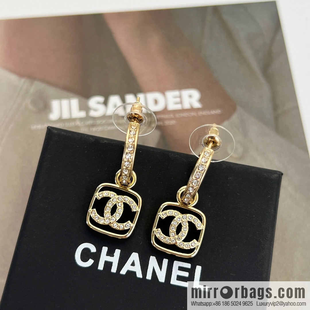 New ☑️ Chanel c2 double c square full diamond stud earrings