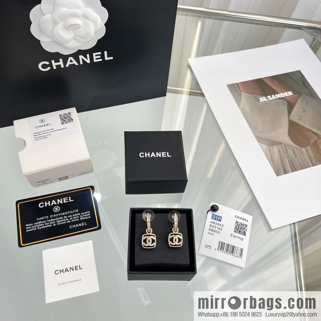 New ☑️ Chanel c2 double c square full diamond stud earrings