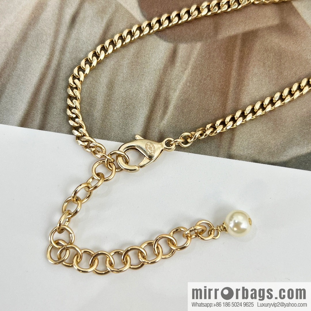 New ☑️ Chanel double c pearl peach heart love necklace