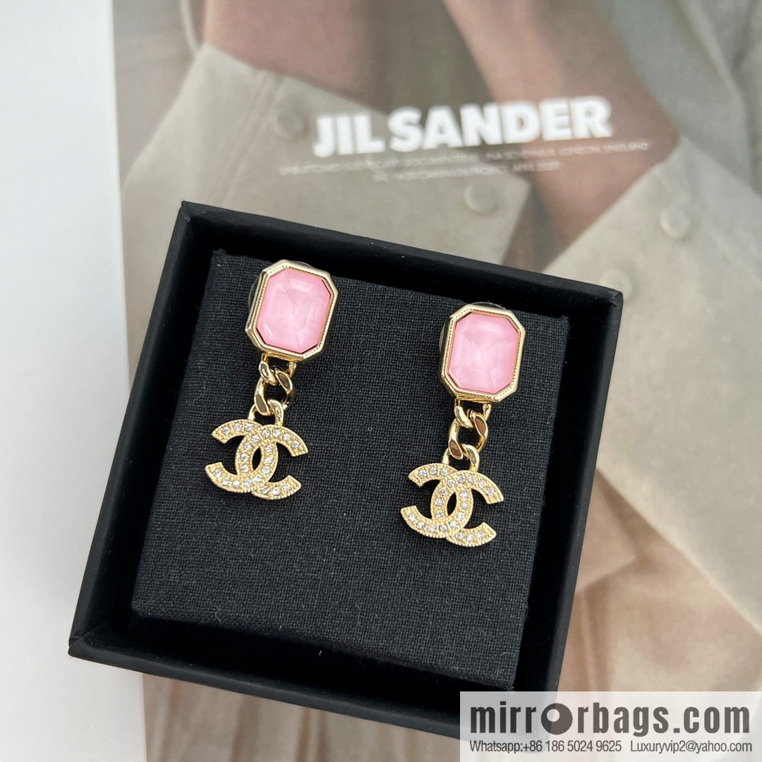 New ☑️ Chanel c20 double c pink gemstone stud earrings