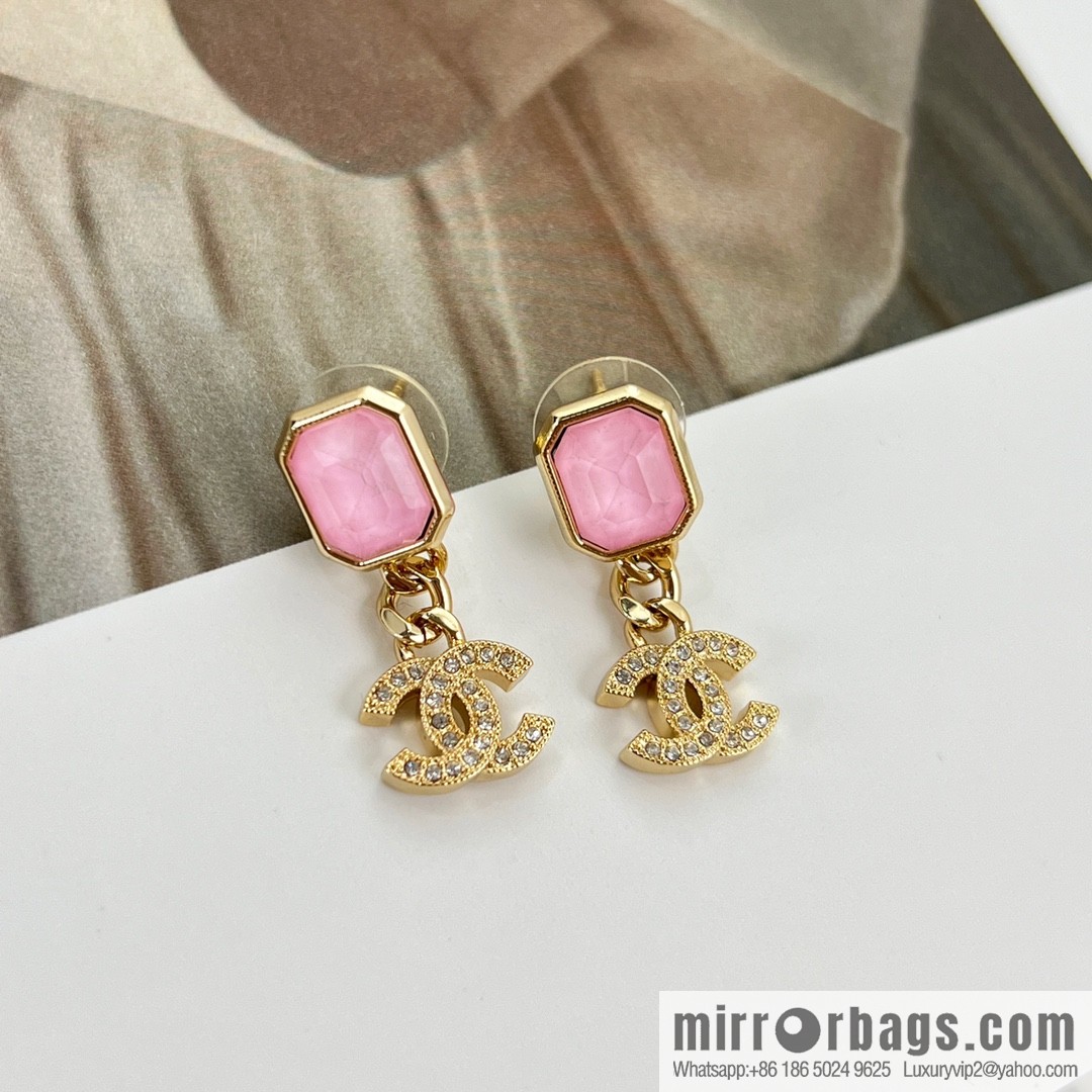 New ☑️ Chanel c20 double c pink gemstone stud earrings