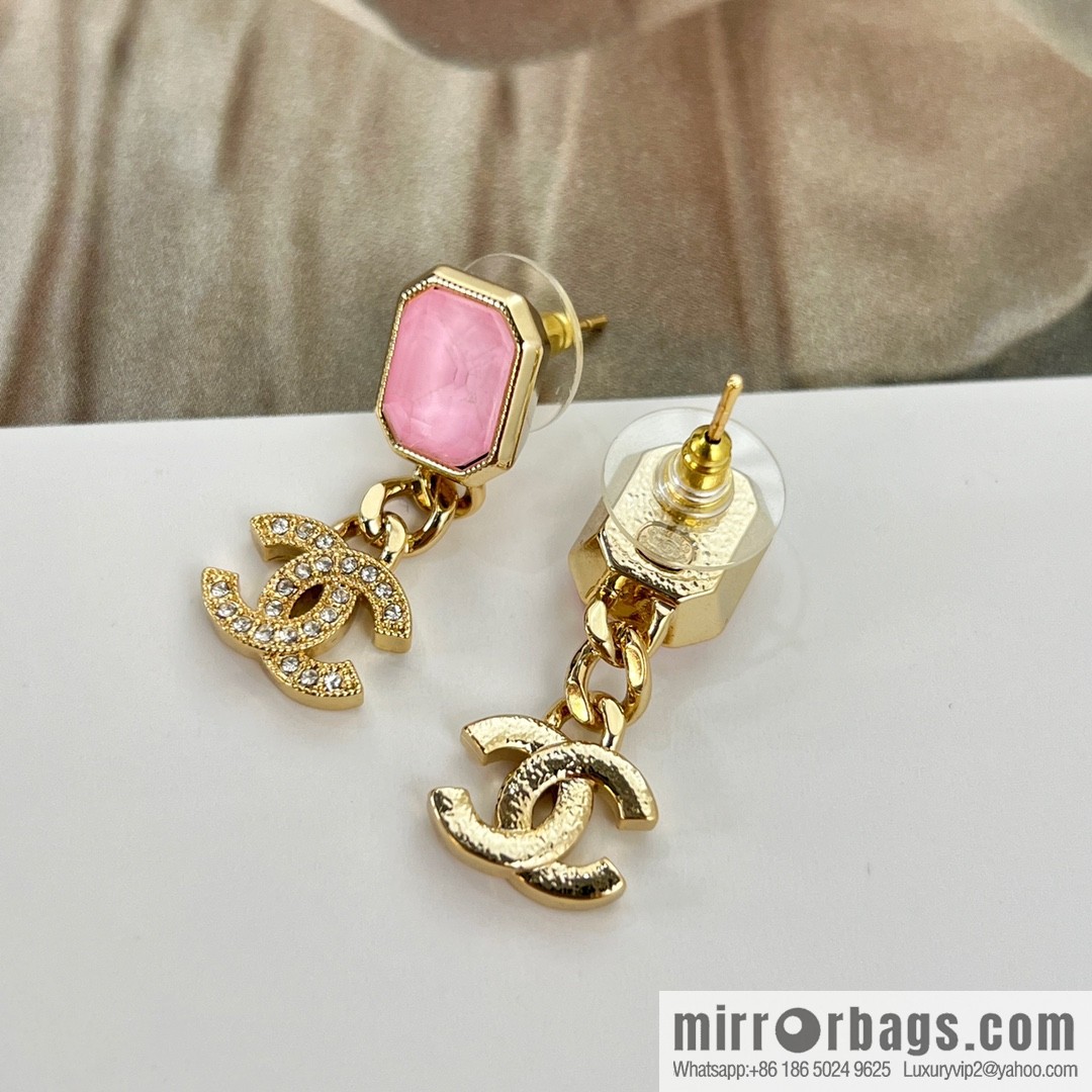 New ☑️ Chanel c20 double c pink gemstone stud earrings