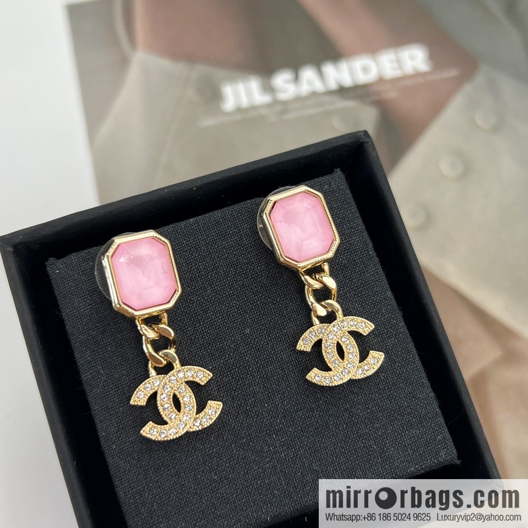 New ☑️ Chanel c20 double c pink gemstone stud earrings