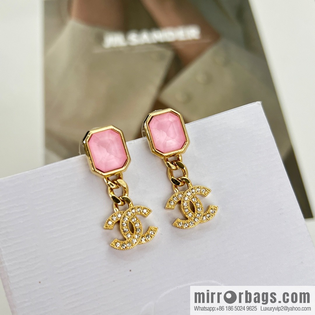 New ☑️ Chanel c20 double c pink gemstone stud earrings