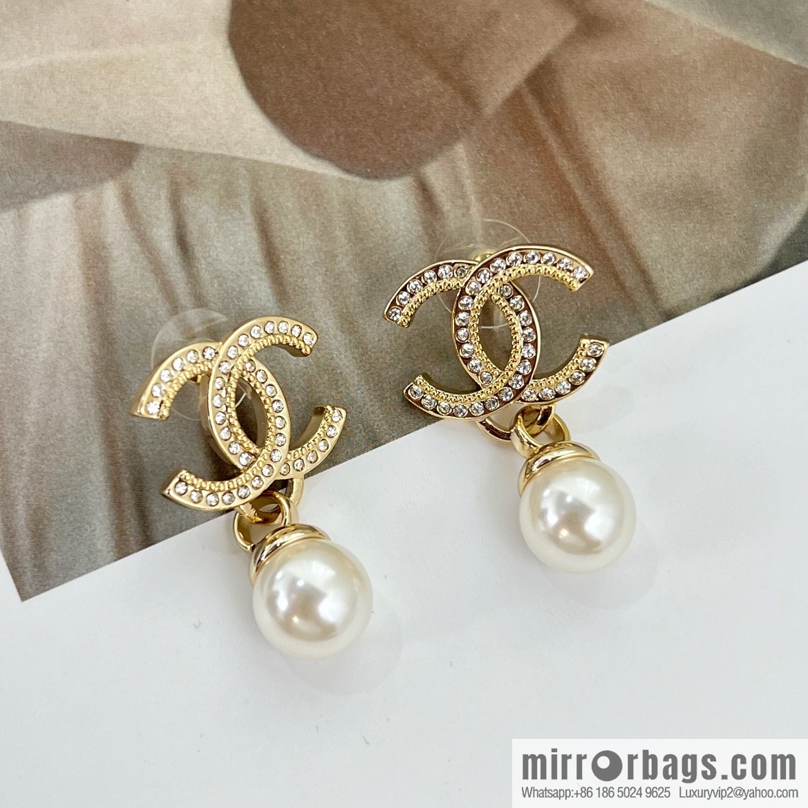 New ☑️ Chanel c2 double c pearl stud earrings